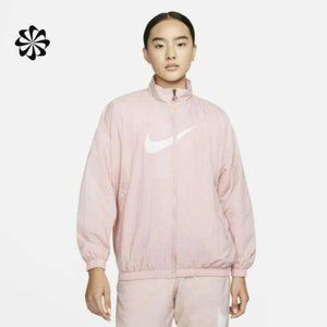 Nike Pink Essential Woven Full Zip Swoosh Logo Oversized Jacket